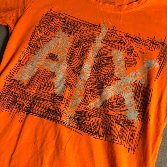 armani exchange womens t shirt top medium m orange graphic pencil drawing s15 - Picture 4 of 14